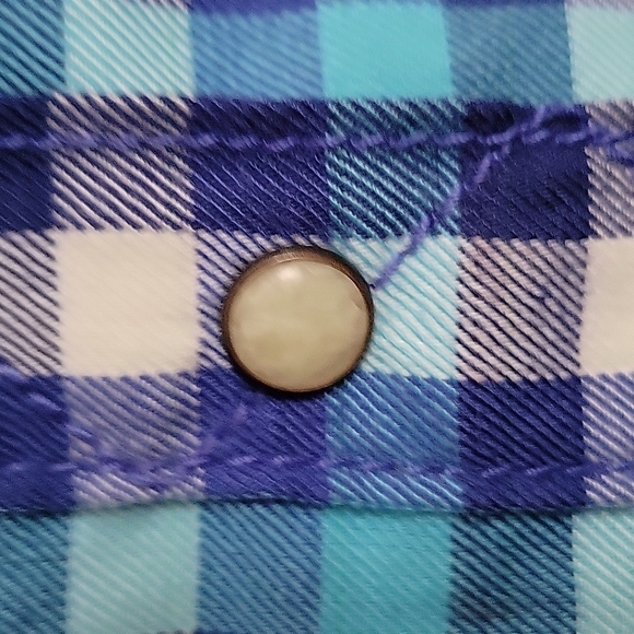 The North Face || Snap Flannel Woman's Sz L Blue White - Picture 6 of 10